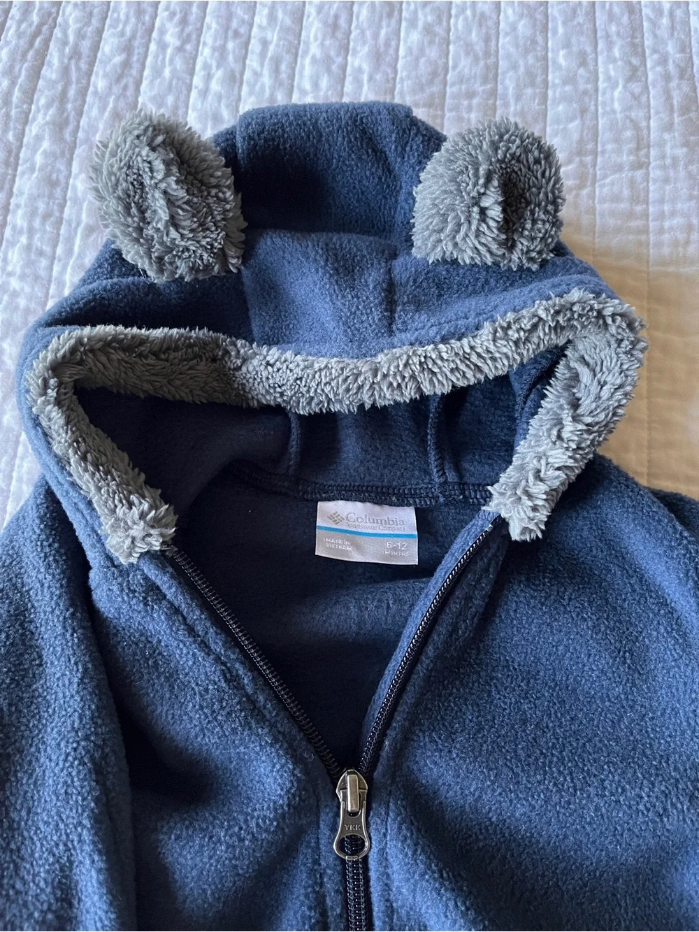 Columbia Navy Fleece Baby One-Piece Zipper Suit/Bunting